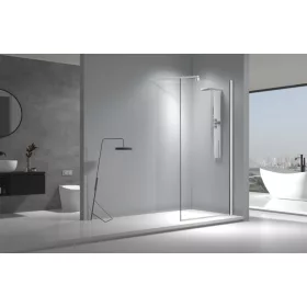   Viva AQUA Max WALK IN zuhanyfal - 8 mm vízlepergető víztiszta üveg - 120 x 200 cm