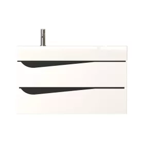   Piramida EURIDIKA fali fürdőszobabútor - műmárvány mosdóval -2 fiókos - ALPINFEHÉR-FEKETE - 90 x 41 x 56 cm