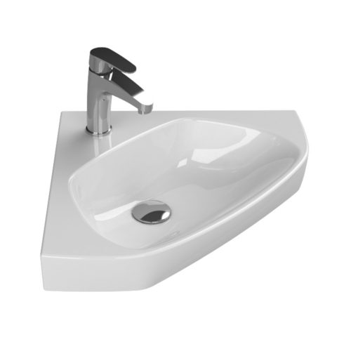 VivaStyle ARDA fali sarokszekrény CeraStyle ARDA porcelán sarokmosdóval 46 x 46 cm - JOBBOS