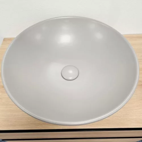 Klikk - klakk leeresztő - MATT SZÜRKE - porcelán - túlfolyó NÉLKÜLI mosdókagylóhoz - 5/4" - Ø 73 mm