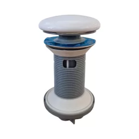   Klikk - klakk leeresztő - FÉNYES FEHÉR - porcelán - túlfolyós mosdókagylóhoz - 5/4" - Ø 73 mm