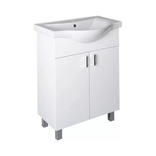 VivaStyle EKONOMIK 55 lábon álló 2 ajtós fürdőszobabútor Sanovit ALBATROS 10055 mosdókagyló 55x45cm