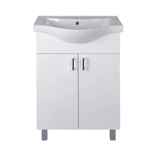 VivaStyle EKONOMIK 65 lábon álló 2 ajtós fürdőszobabútor Sanovit ALBATROS 10065 mosdóval 64,5x46,5