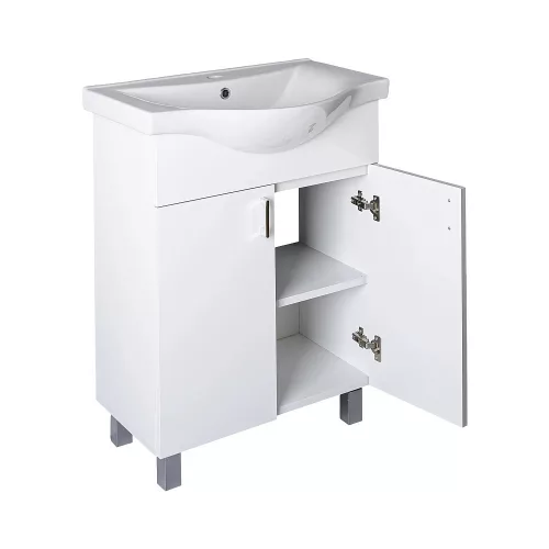 VivaStyle EKONOMIK 65 lábon álló 2 ajtós fürdőszobabútor Sanovit ALBATROS 10065 mosdóval 64,5x46,5