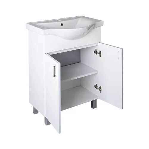 VivaStyle EKONOMIK 65 lábon álló 2 ajtós fürdőszobabútor Sanovit ALBATROS 10065 mosdóval 64,5x46,5