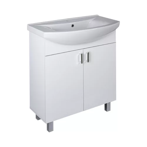 VivaStyle EKONOMIK 75 lábon álló 2 ajtós fürdőszobabútor Sanovit ZENON 6075 mosdóval 75 x 50 cm