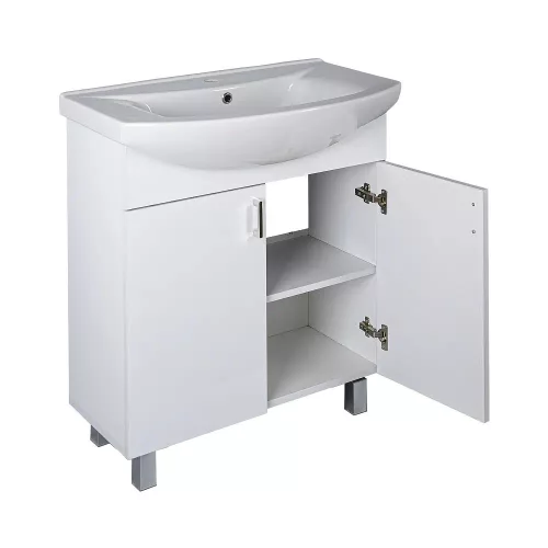 VivaStyle EKONOMIK 75 lábon álló 2 ajtós fürdőszobabútor Sanovit ZENON 6075 mosdóval 75 x 50 cm