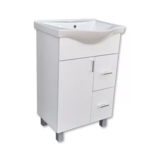 VivaStyle BIANKA 55 lábon álló fürdőszobabútor 2 fiókos Sanovit ALBATROS 10055 mosdókagyló 55x45 cm