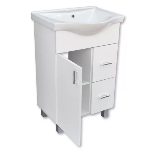 VivaStyle BIANKA 55 lábon álló fürdőszobabútor 2 fiókos Sanovit ALBATROS 10055 mosdókagyló 55x45 cm
