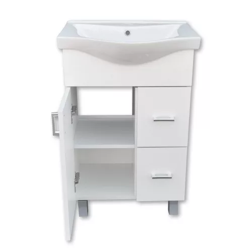 VivaStyle BIANKA 55 lábon álló fürdőszobabútor 2 fiókos Sanovit ALBATROS 10055 mosdókagyló 55x45 cm