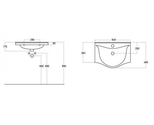 VivaStyle BIANKA 65 lábon álló fürdőszobabútor 3 fiókos Sanovit ALBATROS10065 mosdóval 64,5x46,5cm