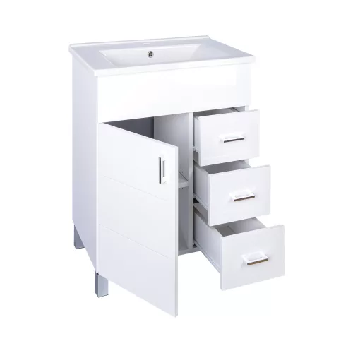 VivaStyle KARINA 75 lábon álló fürdőszobabútor 3 fiókos Sanovit ATRIA 9075 mosdóval 75 x 45,5 cm