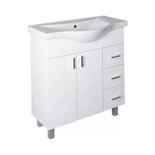 VivaStyle BIANKA 80 lábon álló fürdőszobabútor 3 fiókos Sanovit ALBATROS 10080 mosdóval 80 x 46 cm