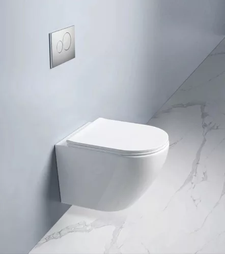 Eros ES BELLA SLIM fali WC - perem nélküli - WC ülőkével - VORTEX örvényöblítéssel - 49 cm