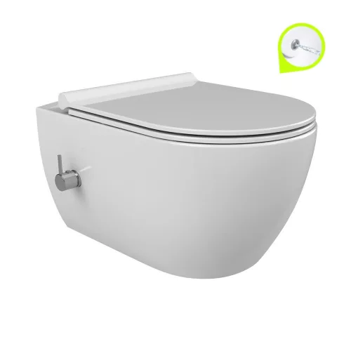 CeraStyle CITY fali WC - MATT FEHÉR- BEÉPÍTETT bidé funkcióval -rimless -perem nélküli