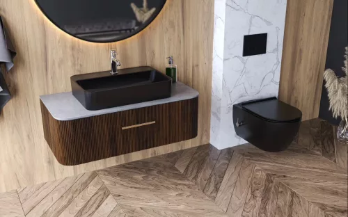 CeraStyle CITY fali WC - MATT FEKETE - BEÉPÍTETT bidé funkcióval - perem nélküli