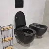 CeraStyle CITY fali WC - MATT FEKETE - BEÉPÍTETT bidé funkcióval - perem nélküli