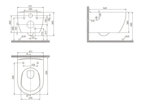 CeraStyle CITY fali WC - MATT BÉZS - BEÉPÍTETT bidé funkcióval - perem nélküli