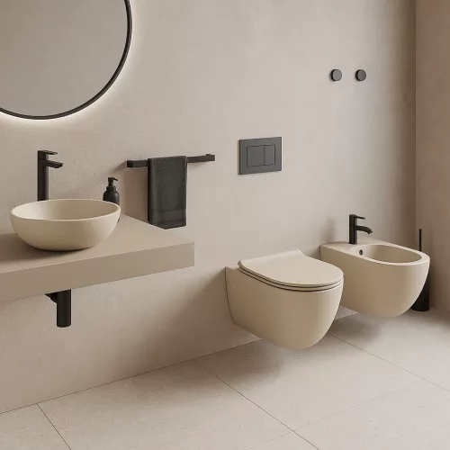 CeraStyle CITY fali WC - MATT BÉZS - rimless - perem nélküli - rejtett szerelésű