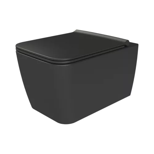 CeraStyle HERA fali WC - MATT FEKETE - rimless - perem nélküli - rejtett szerelésű