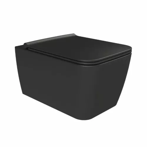 CeraStyle HERA fali WC - MATT FEKETE - rimless - perem nélküli - rejtett rögzítésű - 52 cm