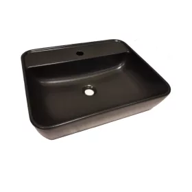   CeraStyle ONE - PULTRA ültethető - Top Counter- porcelán mosdó - MATT FEKETE - csaplyukas - 55 x45cm