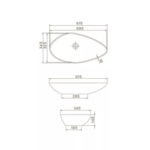 CeraStyle OLIVE - PULTRA ültethető - Top Counter - porcelán mosdó - MATT FEHÉR - 60 x 35 cm