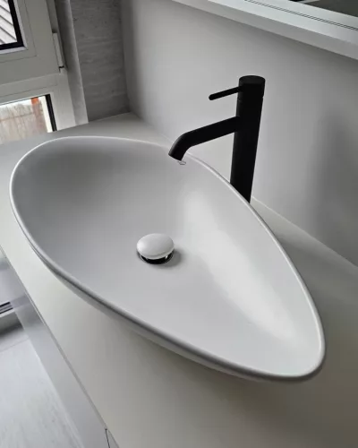 CeraStyle OLIVE - PULTRA ültethető - Top Counter - porcelán mosdó - MATT FEHÉR - 60 x 35 cm