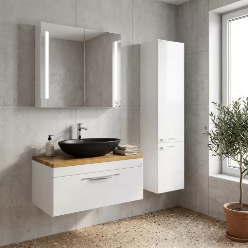 CeraStyle OLIVE - PULTRA ültethető - Top Counter - porcelán mosdó - MATT FEKETE - 60 x 35 cm