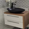CeraStyle OLIVE - PULTRA ültethető - Top Counter - porcelán mosdó - MATT FEKETE -75 x 38 cm