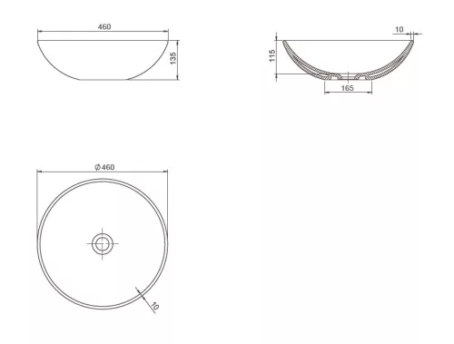CeraStyle ZERO - PULTRA ültethető - Top Counter - porcelán mosdó - O - MATT FEKETE - Ø 46 cm