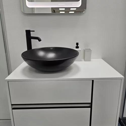 CeraStyle ZERO - PULTRA ültethető - Top Counter - porcelán mosdó - O - MATT FEKETE - Ø 46 cm