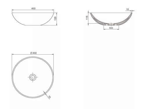 CeraStyle ZERO - PULTRA ültethető - Top Counter - porcelán mosdó - O - MATT BÉZS - Ø 46 cm