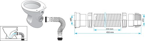TEXO flexibilis WC bekötőcső Ø 110 x 0,35 m