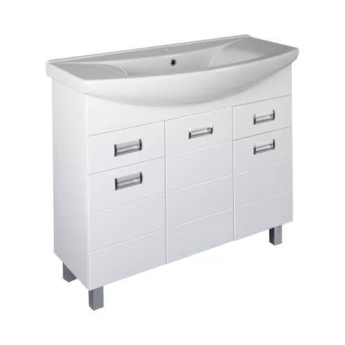 Viva SZQUARE 100 lábon álló fürdőszobabútor Sanovit ZENON 6095 porcelán mosdóval 97 x 51 cm