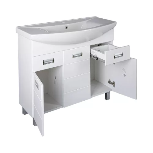 Viva SZQUARE 100 lábon álló fürdőszobabútor Sanovit ZENON 6095 porcelán mosdóval 97 x 51 cm