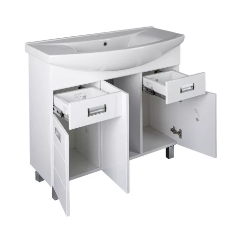 Viva SZQUARE 100 lábon álló fürdőszobabútor Sanovit ZENON 6095 porcelán mosdóval 97 x 51 cm