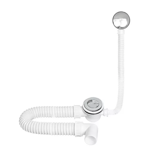 TEXO kádszifon - KRÓM - Klikk - klakk leeresztővel - flexibilis csővel - Ø 5/4" x 0,5 m x Ø 40 mm