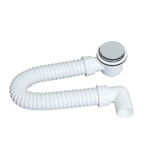 TEXO Exclusive zuhanytálcaszifon - Ø 60 mm rozsdamentes takaróval - Ø 5/4" x 0,4 m x Ø 40 mm