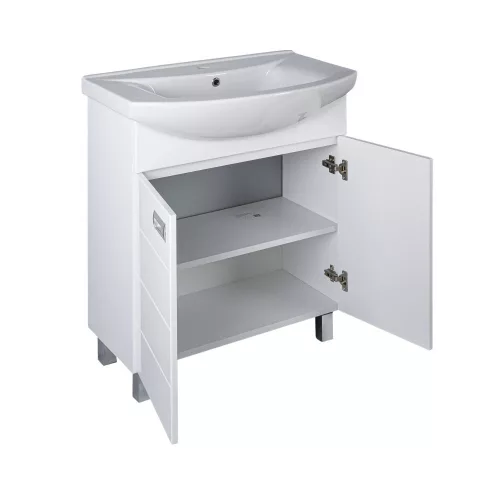 Viva SZQUARE 55 lábon álló fürdőszobabútor Sanovit ZENON 6055 porcelán mosdóval 55 x 44 cm