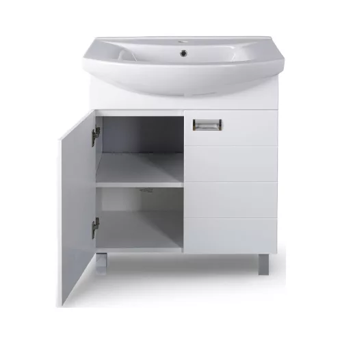 Viva SZQUARE 55 lábon álló fürdőszobabútor Sanovit ZENON 6055 porcelán mosdóval 55 x 44 cm